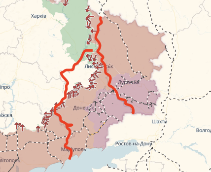 Донецька та Луганська області на карті зараз