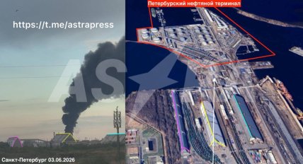 Дрони атакували Петербурзький нафтовий термінал 3.06.2026
