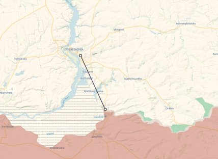 Расстояние от линии фронта до Запорожья