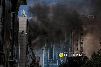 Киев в дыму после атаки РФ