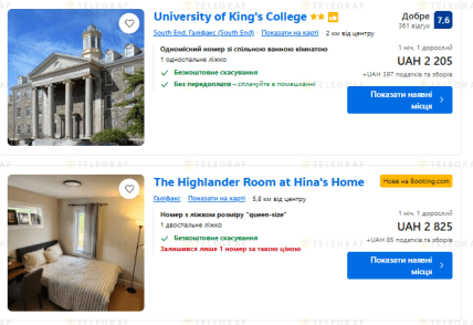 Ціна проживання за добу в кімнаті в Галіфаксі