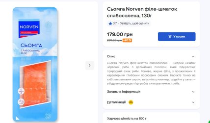 Ціни на сьомгу в Сільпо