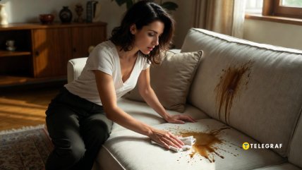 уборка дивана, пятно, кофе