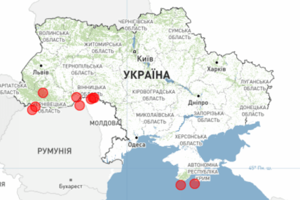 Карта землетрусів в Україні у грудні