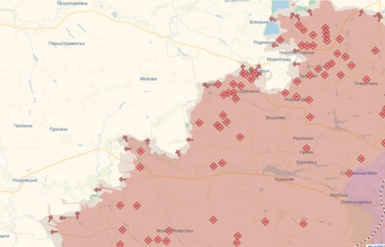 Фронт на межі Донеччини та Дніпропетровщини на карті deepstate
