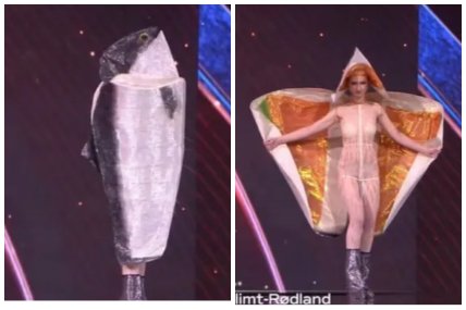 Учасниця з Норвегії у костюмі лосося.