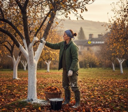 побелка деревьев в саду