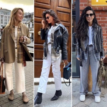 клетчатая рубашка с пиджаком