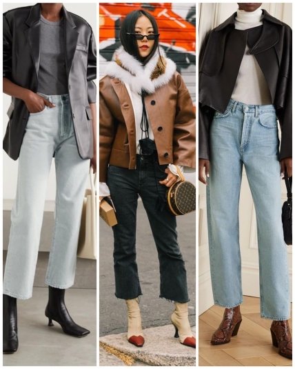 укороченные джинсы девушки