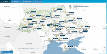 Прогноз погоди на 25 травня, скриншот Укргідрометцентр