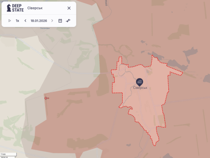 Карта боевых действий от 18 января 2026 года, Северск
