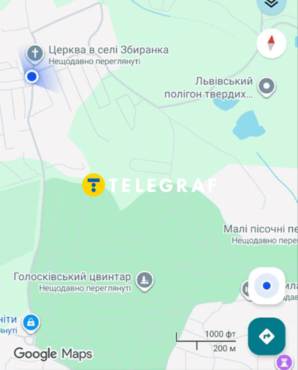 Карта об'єктів біля села Збиранка