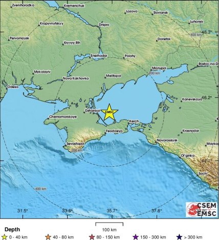Місце, де стався землетрус 2 лютого в Азовському морі