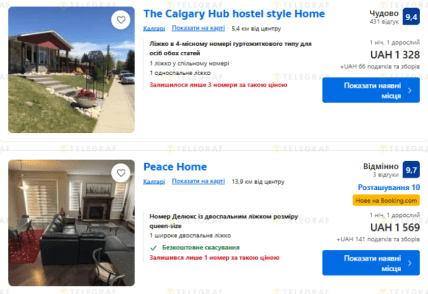 Ціна проживання за добу в кімнаті в Калгарі