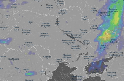 Карта осадков 21:00 23 августа, скрин