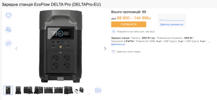 Скільки коштує зарядна станція EcoFlow DELTA Pro