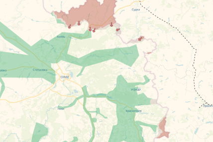 Карта боевых действий в Сумской области 16.02.2026