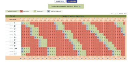 Графики отключений в Черновицкой области 10 февраля