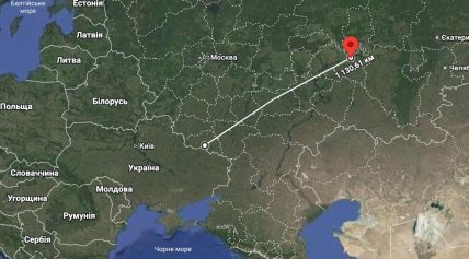 Відстань від України до Алабуги на карті