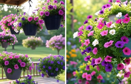 Петунії, сульфінії в горщиках