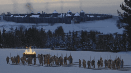 Иллюстрация кремации в древности зимой