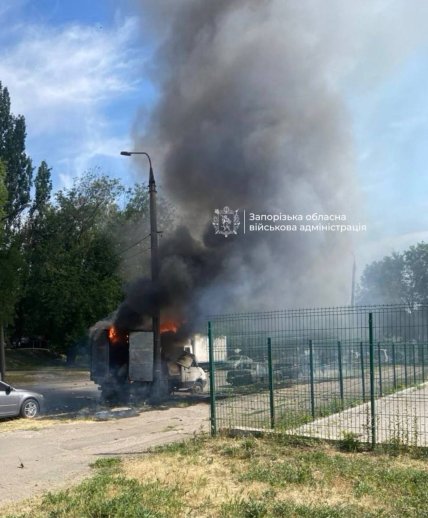 Влучання дрона в авто у Запоріжжі