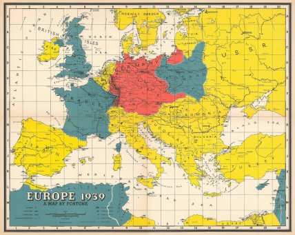 Карта Европы до 1 сентября 1939 года