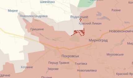 Продвижение россиян возле Родинского, карта DeepState