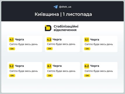 Графіки відключень у Київській області 1 листопада