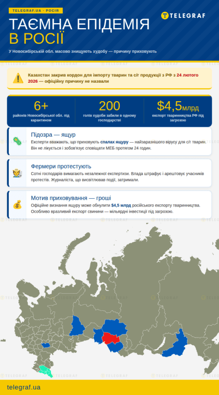 Что известно об эпидемии у животных в России – инфографика