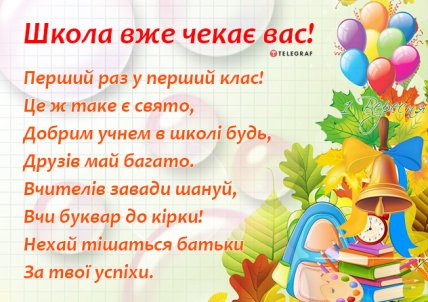 Привітання з Днем знань 2022 для першокласників