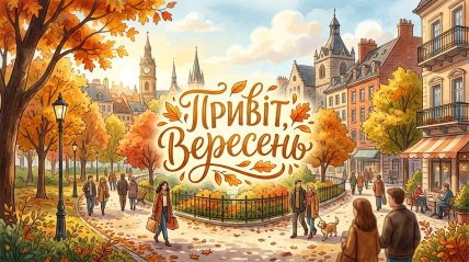 Сентябрь, открытка, осень