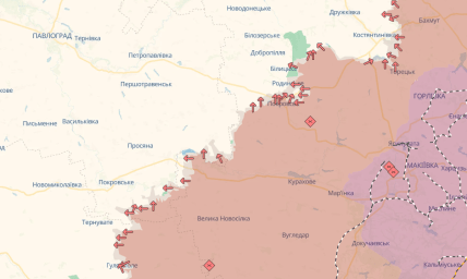 Карта боев на границе Днепропетровской области 18.12.2025