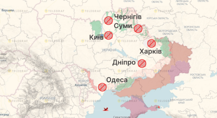 Карта, на которой обозначены риски остаться без отопления