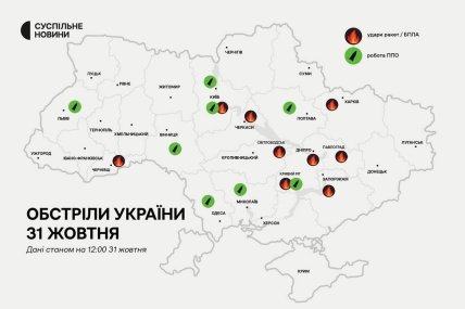 Карта ракетних ударів по Україні 31.10.2022