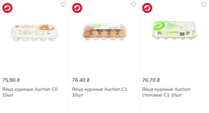 Ціни на яйця в Ашан