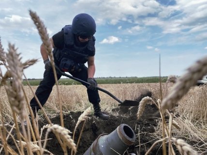 Фото сапера та міни в українських полях