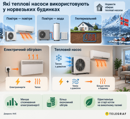 Тепловые насосы. Инфографика: ИИ "Телеграф"