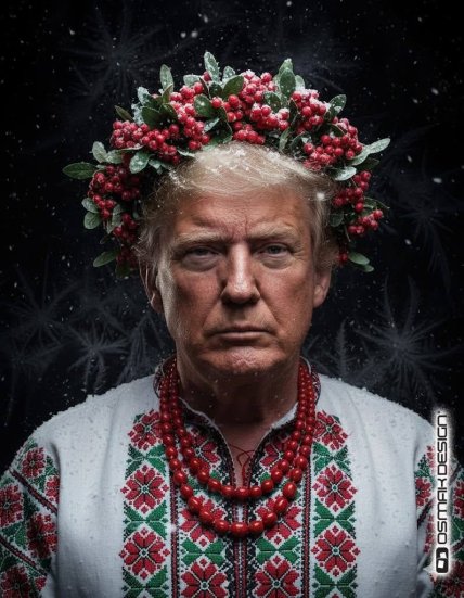 Дональд Трамп в новогоднем венке - мем