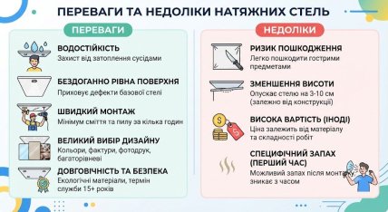 Преимущества и недостаки натяжных потолков