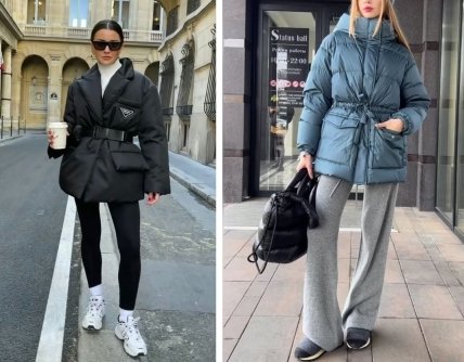 пуховик с поясом