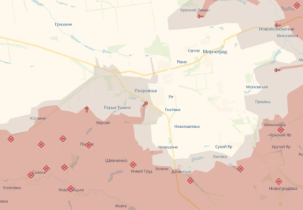 Фронт в районе Покровска, карта