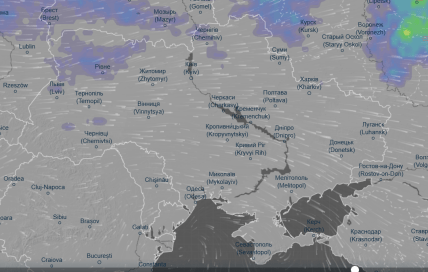 Карта осадков 25 августа, скрин