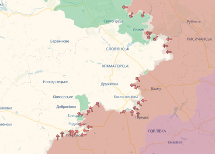 Карты DeepState/Ситуация в Донецкой области на 8.12