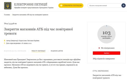 Петиція не набрала голосів