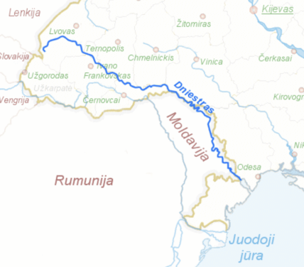 Днестр на карте