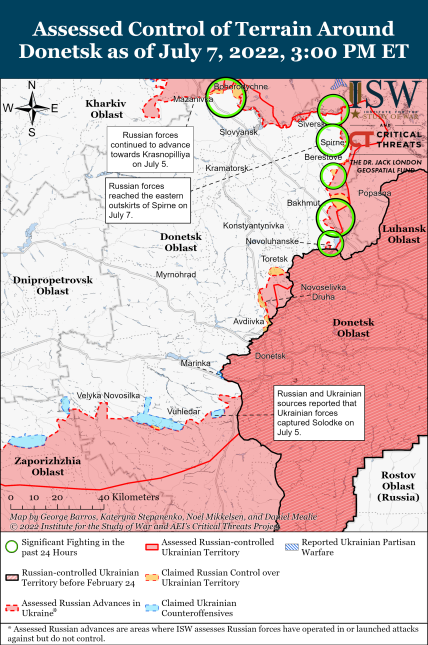 Карта боїв за Донбас 8 липня