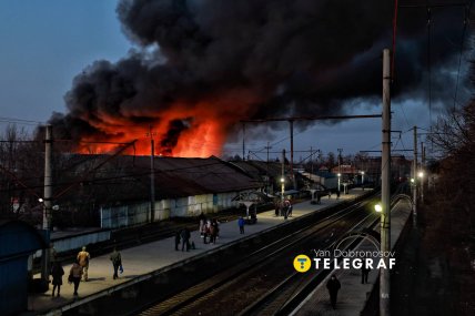 Пожежа через удар Росії по місту Бровари 14 березня 2026