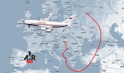 Карта предполагаемого полета самолета в Будапешт