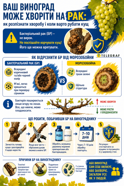 Чому на кущі винограду може з'явитися рак і як його рятувати